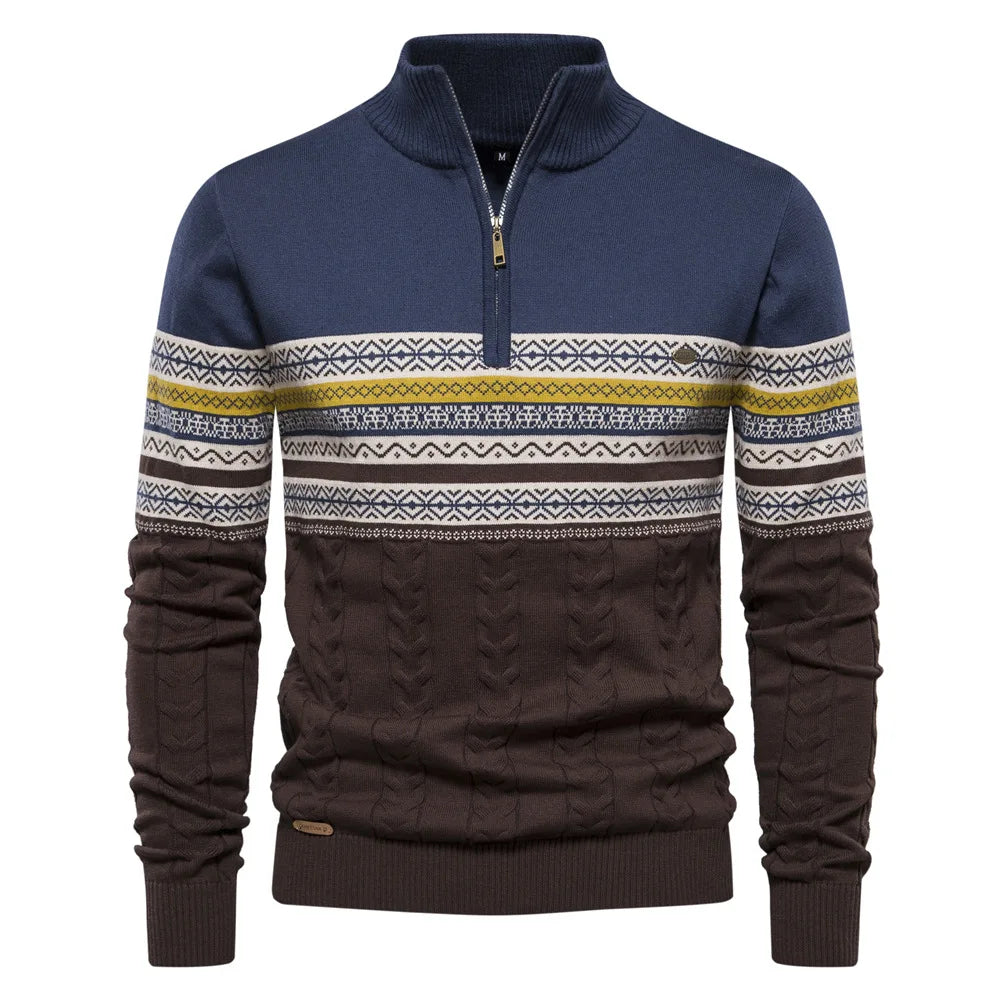 Justin | Fair Isle Sweater with Half Zip