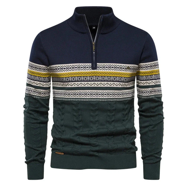 Justin | Fair Isle Sweater with Half Zip