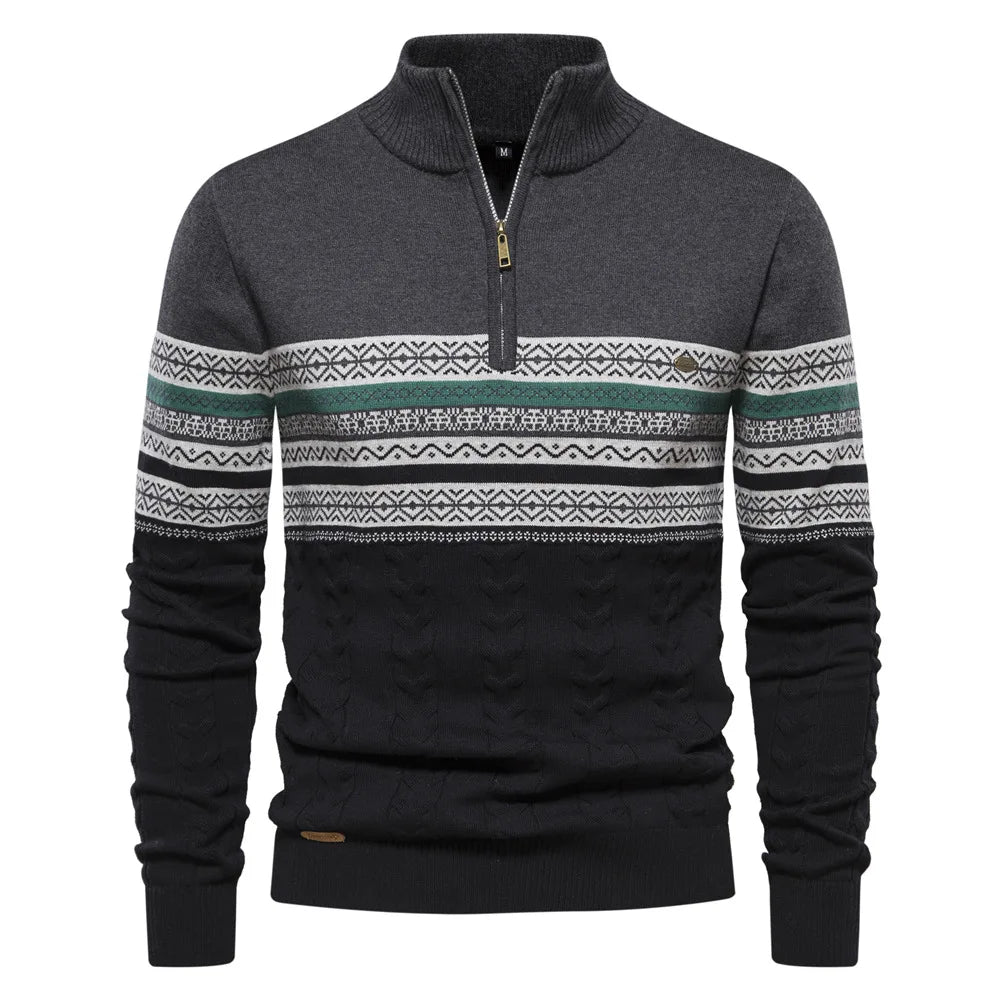 Justin | Fair Isle Sweater with Half Zip